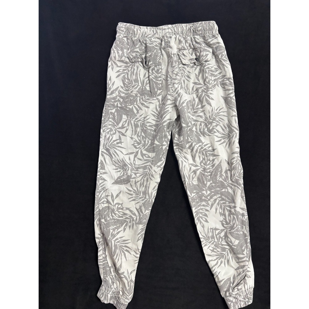 C&C California Women S Jogger Pants White Grey Palm Leaf Tropical Lyocell Boho